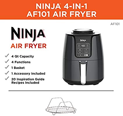 Freidora de aire Ninja que cocina, crujiente y deshidrata, con capacidad de 4 cuartos de galón