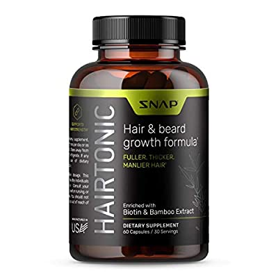 Suplemento de crecimiento del cabello para hombres – Vitamina para el cabello, la piel y las uñas – El crecimiento de la barba detiene la pérdida de cabello y el crecimiento del cabello con biotina, queratina, bambú y mucho más – 60 cápsulas