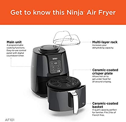 Freidora de aire Ninja que cocina, crujiente y deshidrata, con capacidad de 4 cuartos de galón