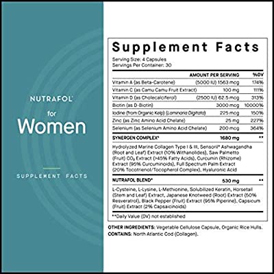 Nutrafol. Nutrafol, Suplemento para cabello delgado avanzado para mujeres y caída de cabello, 120 cápsulas