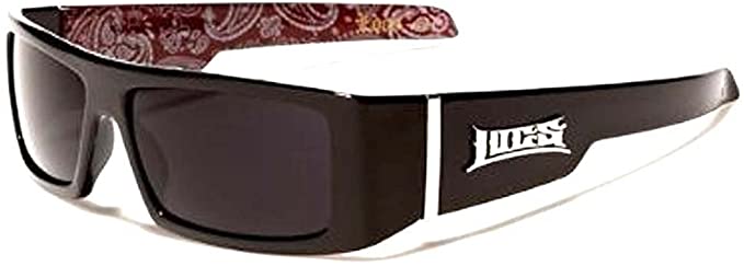 Moda Locs - Gafas de sol para hombre Hardcore Gafas de Sol con estampado bandana en el interior, bolsa de microfibra - varios colores disponibles (negro - rojo interior), mediano