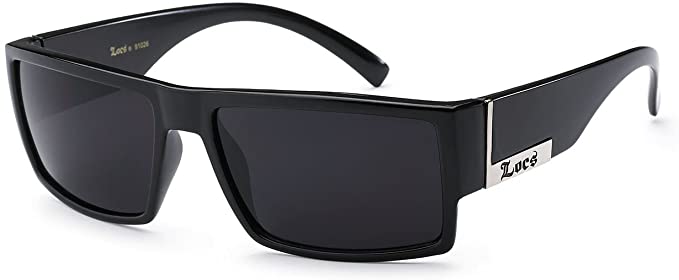 Locs 91026 - Gafas de sol para hombre con parte superior plana (negro, 2.2 x 0.7 in), color negro