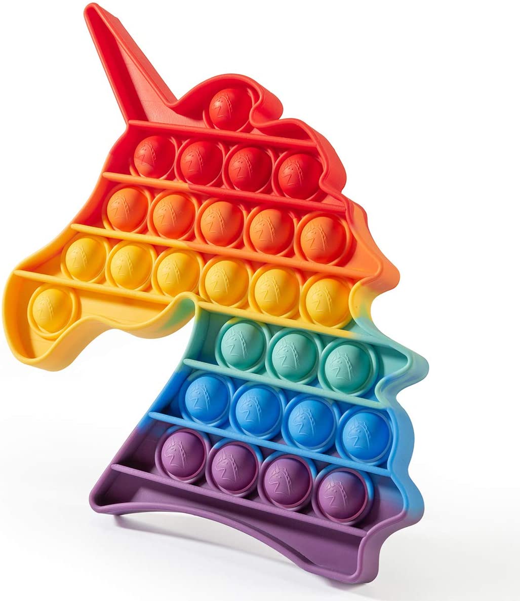 Jurnwey Fidget Toys Pop Push Pop Bubble, Fidget Sensory Toys para adultos, colores arco iris, silicona, alivio del estrés, juguete autismo Necesidades especiales (unicornio)