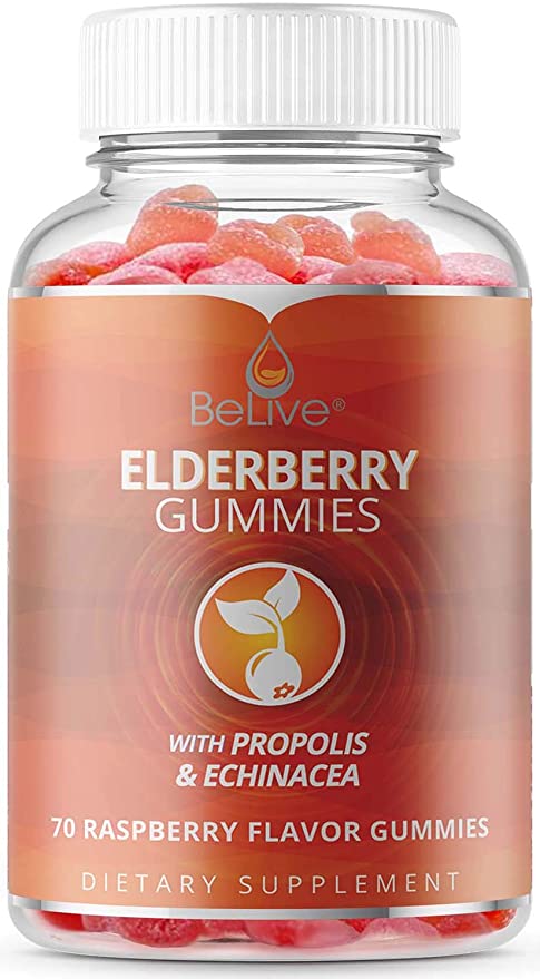 Inmune Apoyo Gummies con vitaminc C, Propolis, Inmunidad de equinácea & Elderberry. Herbal Booster. 100% Natural y Vegan friendly | Raspberry Flavored. 70 Count