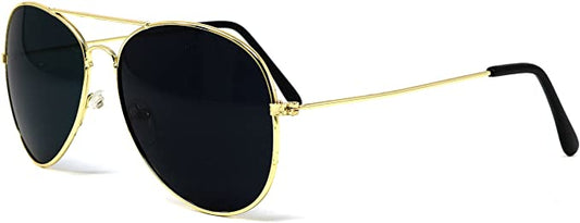 Gafas de sol de aviador oscuro dorado – Gafas de sol de estilo 70 para adultos, 1 par