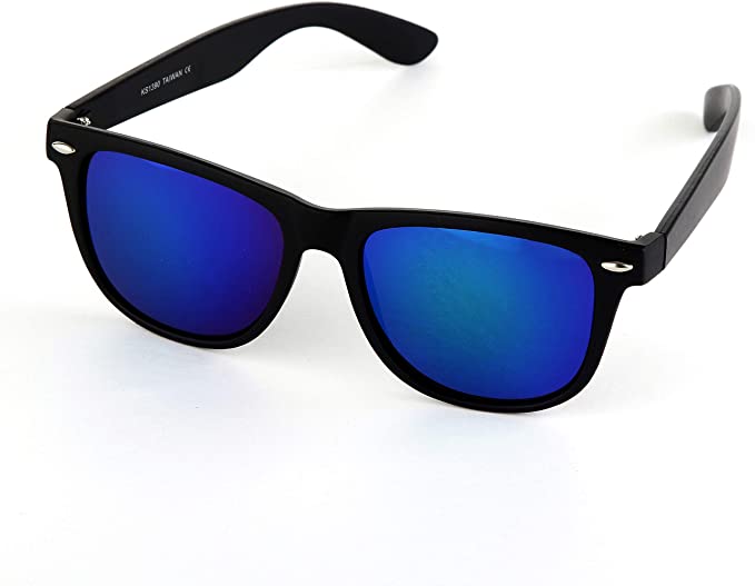 Legend Eyewear - Gafas de sol retro de color espejo con montura cuadrada de cuerno de 2.165 in