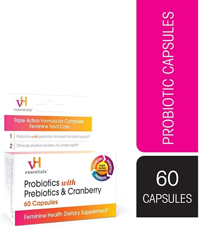 vH Essentials - Probióticos con prebióticos y arándano | Suplemento de salud femenina, 60 cápsulas, 544-06, 1 - Individual, 1