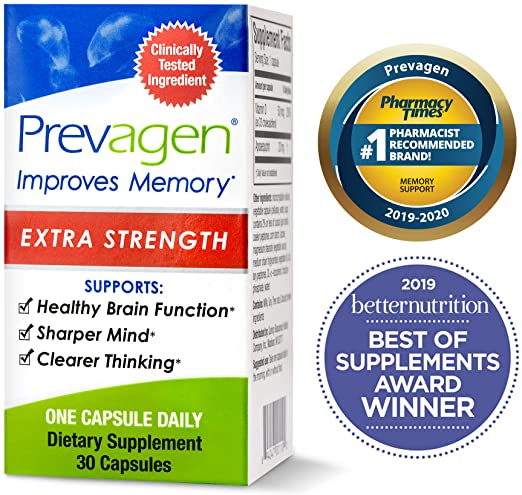 Prevagen Mejora la memoria: fuerza extra de 20 mg, 30 cápsulas, con apoequorina y vitamina D