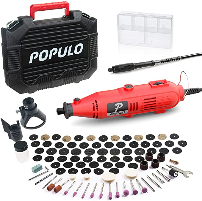 Populo Kit de herramientas rotativas de alto rendimiento con 107 accesorios, Populo 305 piezas Power Rotary Tool Kit de accesorios
