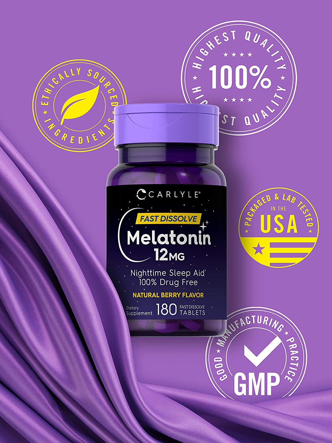 Carlyle Melato_nina 12 mg Disolución Rápida 180 Tabs | Ayuda para Sueño Nocturno - Grancarpa.com.mx