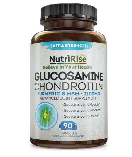 Glucosamina Condroitina MSM Cúrcuma 2100 mg - Suplemento de comodidad articular de triple fuerza 3X para hombres y mujeres. Sin gluten y sin OGM