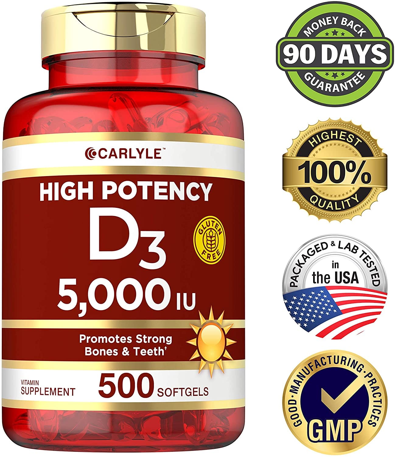 Vitamina D3 5000 IU 500 cápsulas blandas