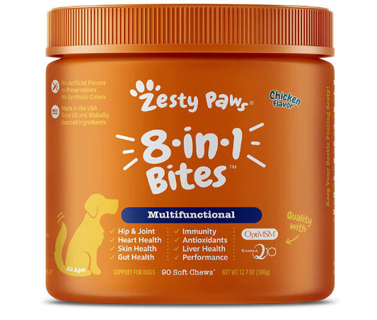 Zesty Paws Multivitamínico para perros – Glucosamina y condroitina + MSM
