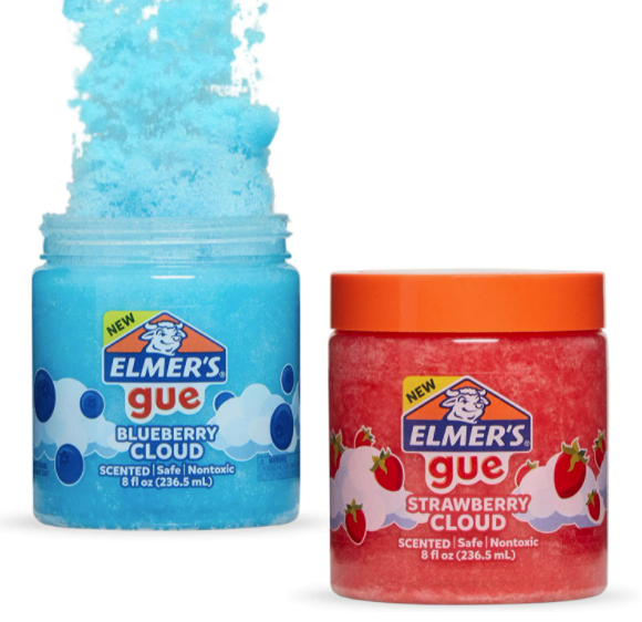 Elmer's GUE Pre-Made Slime, Blueberry Cloud Slime y Strawberry Cloud Slime, perfumado, 2 unidades