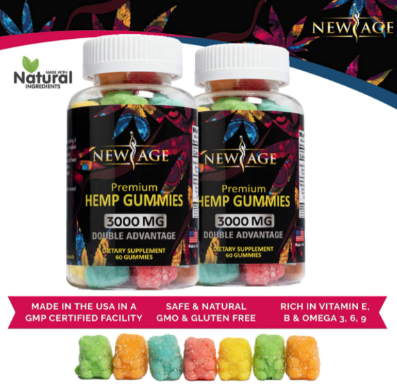 New Age Naturals Advanced Hemp Big Gummies 3000mg -120ct- Gomitas infundidas con aceite de cáñamo 100% natural