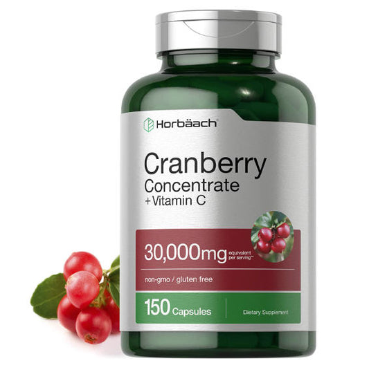 Horbaach Arándano (30.000 mg) + Vitamina C 150 Cápsulas | Triple Fuerza Máxima Potencia | Sin OGM, sin gluten píldoras de arándano suplemento de extracto concentrado