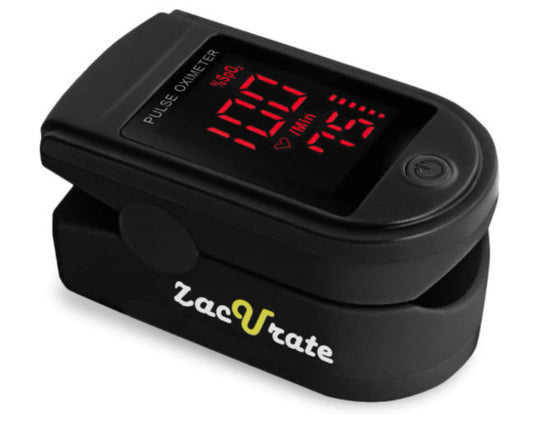 Zacurate Pro Series 500DL Monitor de saturación de oxígeno en sangre con oxímetro de pulso en la yema del dedo con cubierta de silicona, baterías y cordón (Royal Black)