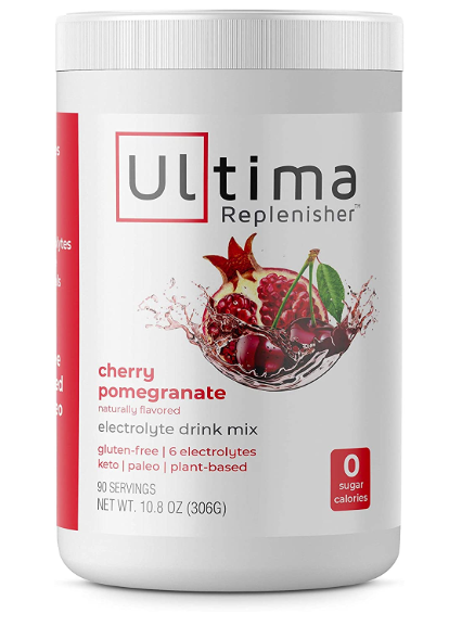 Ultima Replenisher - Polvo hidratante electrolito, Cherry Pomegranate, 90 latas de servir, libre de azúcar, 0 calorías, 0 carbos, sin pegamento, Keto, sin OGM con magnesio, potasio, calcio