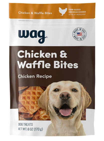 Premios para perros sabor Pollo y Waffle Bites 6 oz Marca Amazon -